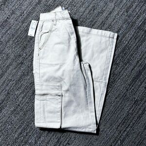 PacSun High Rise Jeans in Light cream,wide leg,rigid no stretch